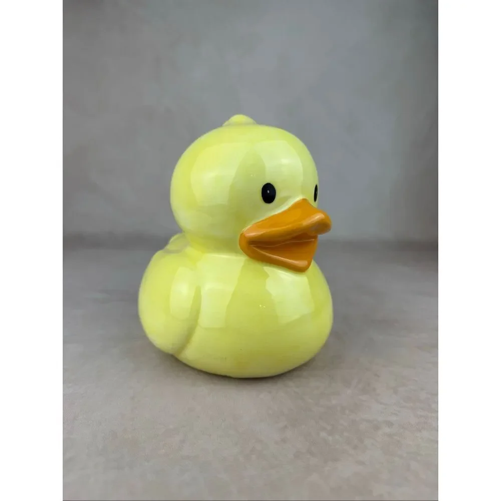 Vintage Y2K Ceramic Duck Coin Bank Rubber Ducky Piggy Bank